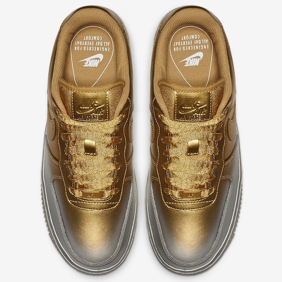 Nike Women’s Air Force 1 Metallic Gold/Silver - Picture 5 of 8